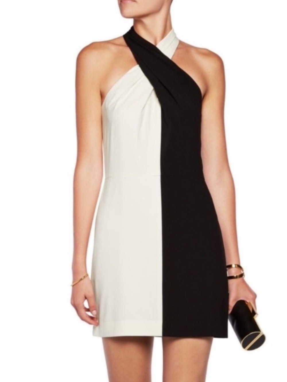 HALSTON HERITAGE COLORBLOCK MINI DRESS